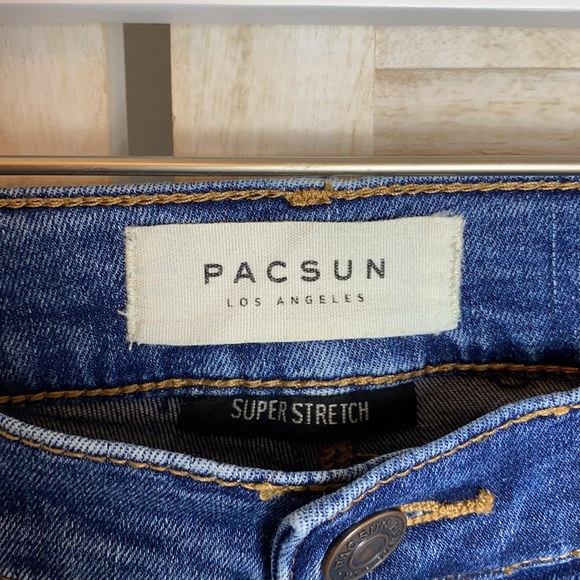 SOLD.   Pacsun Super Stretch Ankle Jeggings Patched Knees Size 25 - Picture 2 of 10